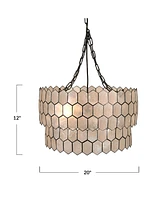 Storied Home 2-Tier Capiz Honeycomb Chandelier White and Black