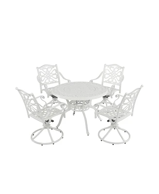 Mondawe 5-Piece Hollow Back Cast Aluminum Patio Dining Set With 4 Swivel Chairs