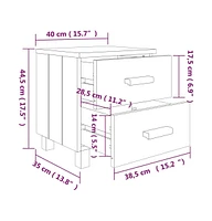 vidaXL Bedside Cabinet Hamar White 15.7"x13.8"x17.5" Solid Pinewood