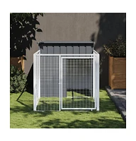 vidaXL Dog House with Run Anthracite 43.3"x79.1"x43.3" Galvanized Steel