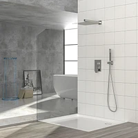 10" Rain Shower Head Systems, Brushed Nickel, Wall Mounted Shower