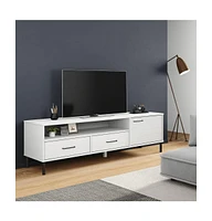 vidaXL Tv Stand with Metal Legs White Solid Wood Pine Oslo