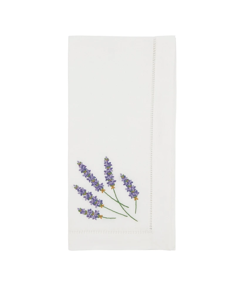 Saro Lifestyle Garden Bliss Embroidered Lavender Napkin Set of 6, 20"x20"