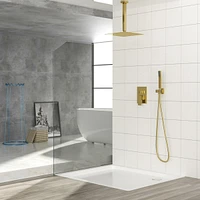 10" Rain Shower Head Systems, Gold, Ceiling Mounted Shower