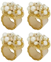 Saro Lifestyle Beaded Radiance Resin Napkin Ring Set of 4