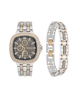 American Exchange Men's Crystal Bracelet Watch 46mm Gift Set