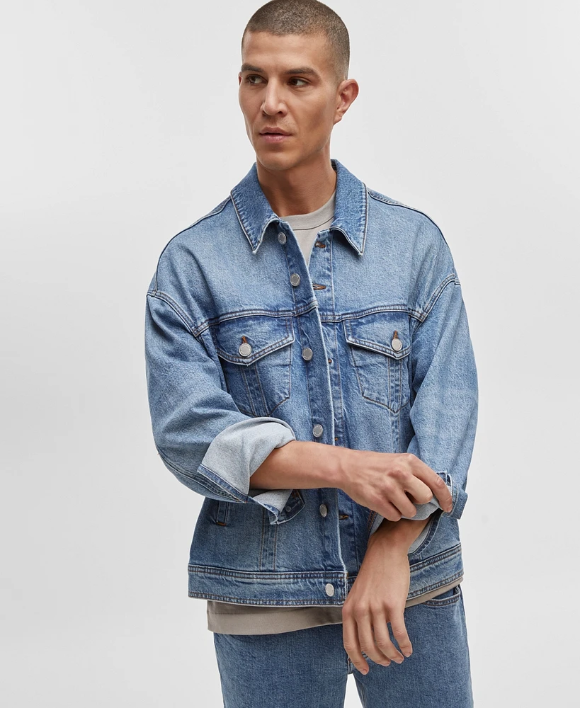 Mode of One Men's Regular-Fit Denim Trucker Jacket, Created for Macy's