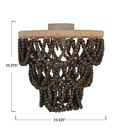 Storied Home 3-Tier Draped Wood Bead Semi-Flush Mount Chandelier Dark Gray