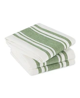 Design Imports Everyday Kitchen Dishtowel Collection Large Chef Stripe Tea Towel, 18x28", Basil Green, 3 Count