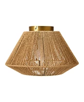 Storied Home Coastal Ceiling Lamp with Natural Paper Rope Shade and Iron Base