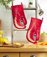 Design Imports Nautical Collection Cotton Kitchen, Oven Mitt Set, 7.5x13", Lobster Claws, 2 Piece