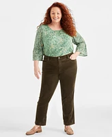 Style & Co Plus High-Rise Straight-Leg Corduroy Pants, Created for Macy's