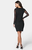 Bebe Women's Button Detail Mesh Midi Dress