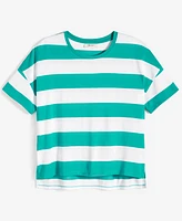 On 34th Women's Rugby Stripe Drop-Shoulder T-Shirt, Created for Macy's