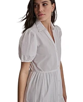 Dkny Women's Puffed-Sleeve Tiered Shirtdress