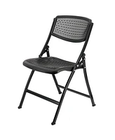 Elama 4 Piece Plastic Mesh Folding Chair in Black