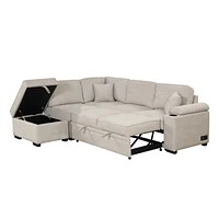 Simplie Fun 87.4" Sleeper Sofa Bed, 2 In 1 Pull Out Sofa Bed L Shaped Couch With Storage Ottoman