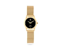 Peugeot Women's 30mm Wafer Slim Gold Plated Case Watch with Mesh Band