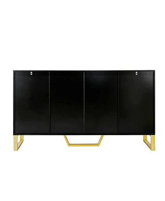 Simplie Fun Modern Sideboard With Four Doors, Metal Handles & Legs And Adjustable Shelves Kitchen Cabinet