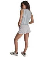 Dkny Women's Denim Cropped Notched-Hem Vest - H8T