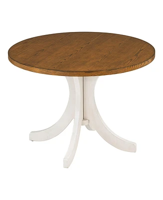 Simplie Fun Mid-Century Solid Wood Round Dining Table For Small Places, Table