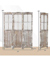 Costway 6FT Retro 3-Panel Room Divider Folding Privacy Screen Freestanding Wall Divider