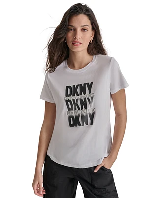 Dkny Women's Glitter Stencil Logo Graphic T-Shirt - WBV