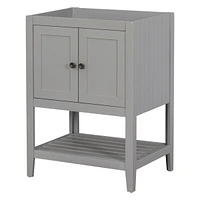 Streamdale Furniture 24" Bathroom Vanity Base Only, Solid Wood Frame, Bathroom Storage Cabinet With Doors And Open Shelf