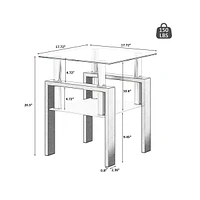 Modern Tempered Glass Square Coffee Table Set