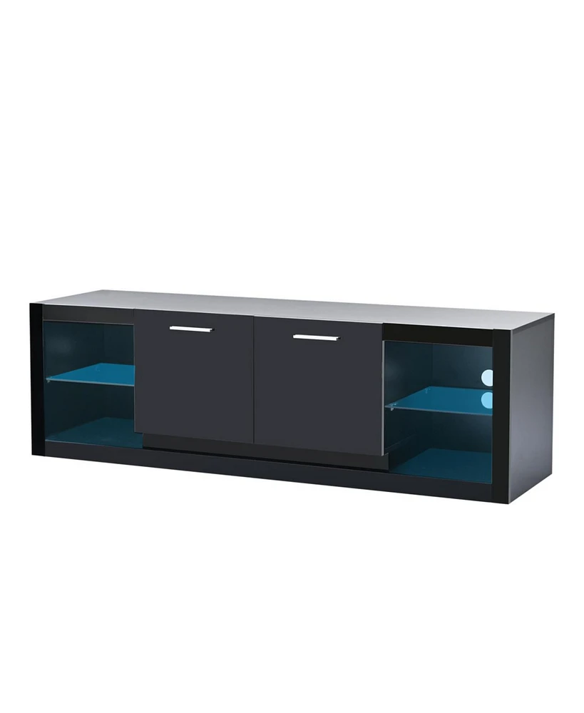 Simplie Fun Elegant High Gloss Tv Stand with Led Lights