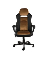 Elama High Back Adjustable Faux Leather Office Chair in Black and Brown
