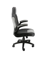 Elama High Back Adjustable Faux Leather Office Chair in Black and Gray