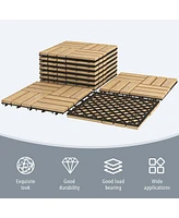 Slickblue 10 Pieces 12 x 12 Inch Acacia Wood Interlocking Check Deck Tiles