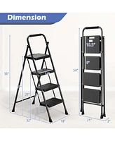 Costway Folding Step Ladder Portable 4 with Safety Handrails & Anti-Slip Pedals