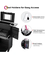 Byootique Rolling Makeup Case Trolley Cosmetic Organizer Hair Stylist Salon