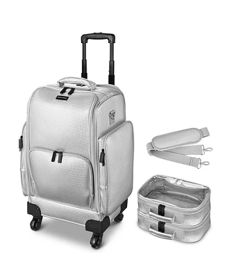 Byootique Soft Sided Rolling Makeup Train Case Cosmetic Organizer Travel Trolley