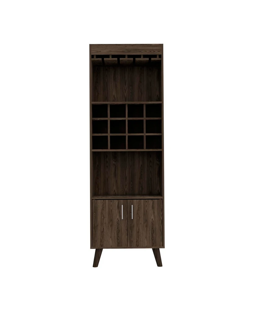 Simplie Fun Kisco 1-Drawer 2-Shelf Bar Cabinet Dark Walnut