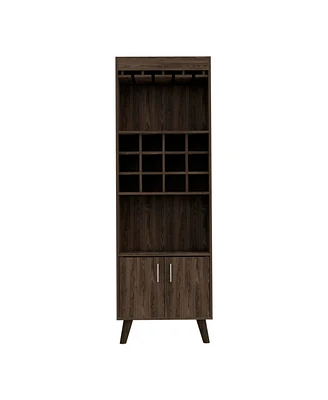 Simplie Fun Kisco 1-Drawer 2-Shelf Bar Cabinet Dark Walnut