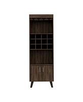 Simplie Fun Kisco 1-Drawer 2-Shelf Bar Cabinet Dark Walnut