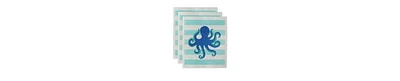 Design Imports Swedish Dishcloths for Kitchen Cleaning, Machine Washable Dishwasher Safe, 7.75 x 6.75", Octopus, 3 Piece