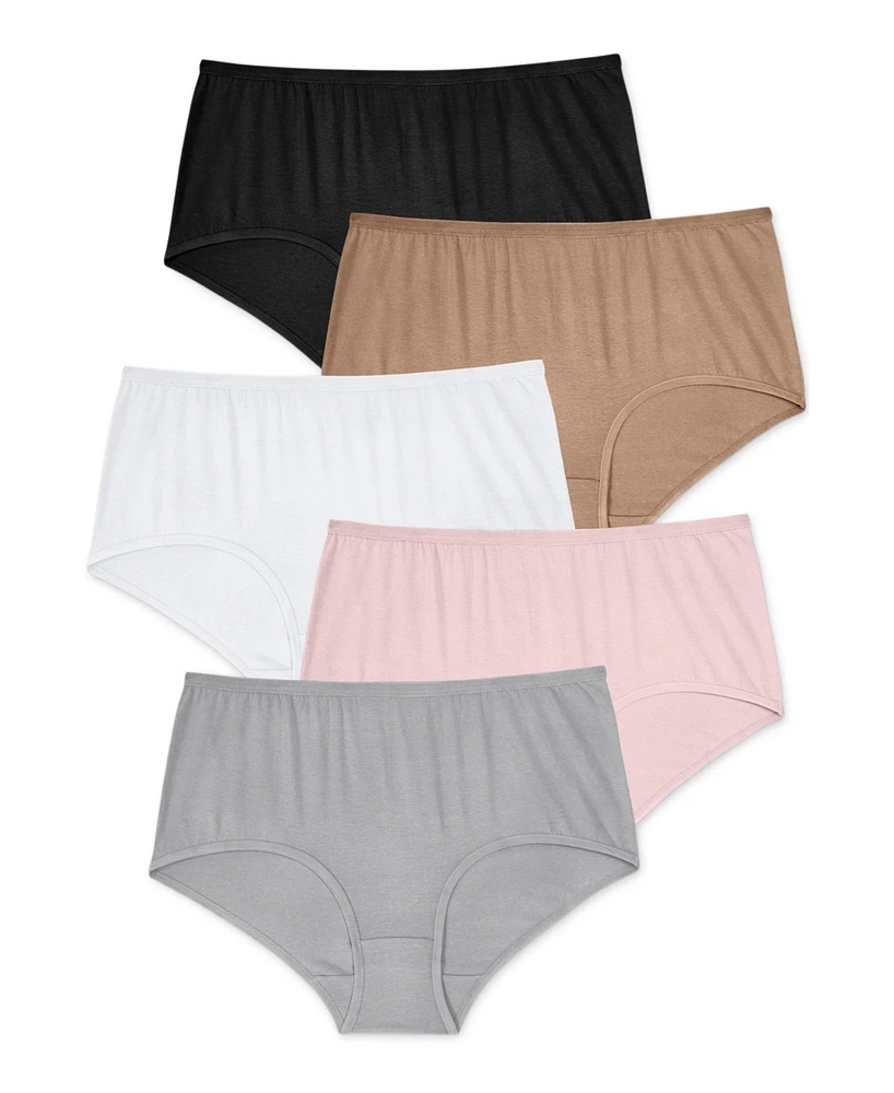 Comfort Choice Women's Stretch Cotton Brief 5-Pack