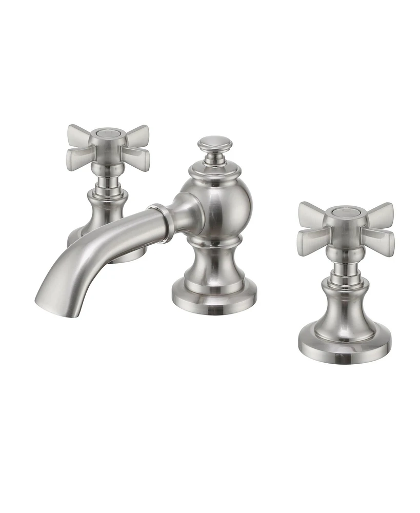 Mondawe Artifacts Widespread Bathroom Faucet with Bell Spout and Cross Handles, Bathroom Faucets for Sink 3 Hole