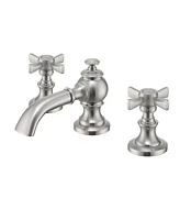 Mondawe Artifacts Widespread Bathroom Faucet with Bell Spout and Cross Handles, Bathroom Faucets for Sink 3 Hole