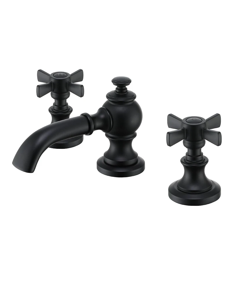 Mondawe Artifacts Widespread Bathroom Faucet with Bell Spout and Cross Handles, Faucets for Sink 3 Hole