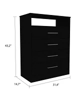 Streamdale Furniture Cassville 4-Drawer 1-Shelf Dresser Black Wengue