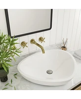 Mondawe Wall Mounted Bathroom Sink Faucet with 2 Handles in Brushed Gold