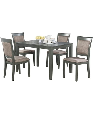 Simplie Fun 5 Piece Dining Set with Wooden Table & Cushion Seats