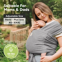 KeaBabies D-Lite Baby Wrap Carrier, Adjustable Sling, Newborn, Infant, Toddler 7-44lbs