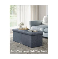 Slickblue Ottoman Bench Folding Storage Chest Foot Rest Stool With Wooden Divide