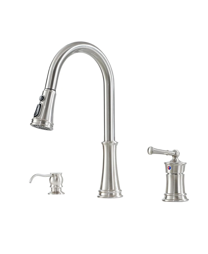 Mondawe 8 Inch Widespread 3 Holes Kitchen Faucet with Soap Dispenser